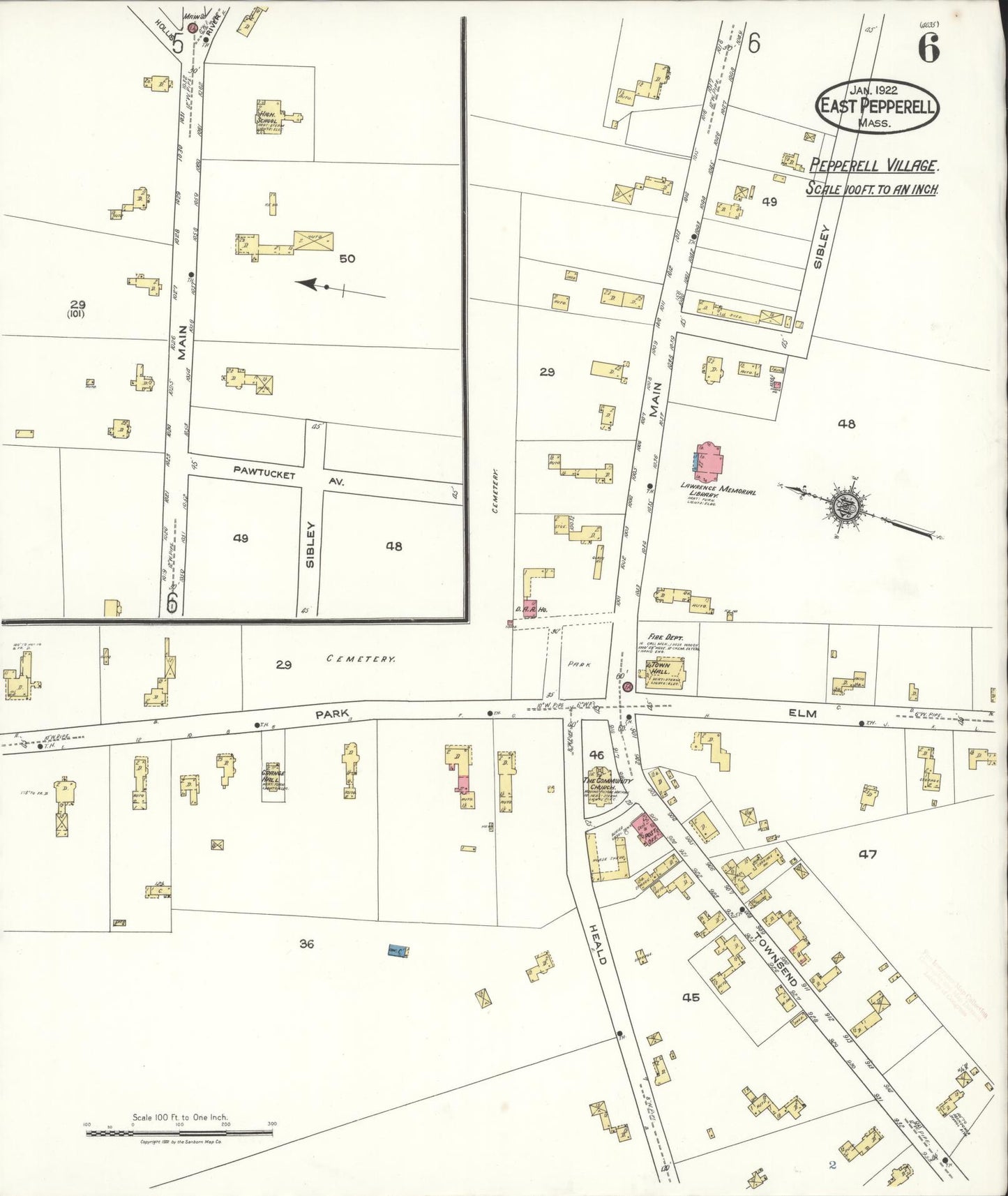 Sanborn Fire Insurance Map from East Pepperell, Middlesex County, Massachusetts (1922), Sheet #0006 - Complete Map Set gallery image, historic Sanborn map, vintage wall art, Massachusetts Massachusetts
