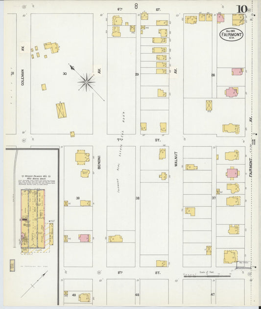 Sanborn Fire Insurance Map from Fairmont, Marion County, West Virginia (1902), Sheet #0010 - Historic Sanborn Fire Insurance Map Print, vintage old map wall art, antique decor, genealogy gift, West Virginia West Virginia map