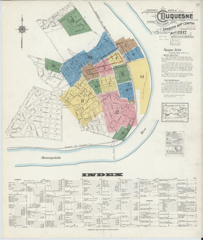 Sanborn Fire Insurance Map from Duquesne, Allegheny County, Pennsylvania (1917), Sheet #0001 - Complete Map Set gallery image, historic Sanborn map, vintage wall art, Pennsylvania Pennsylvania