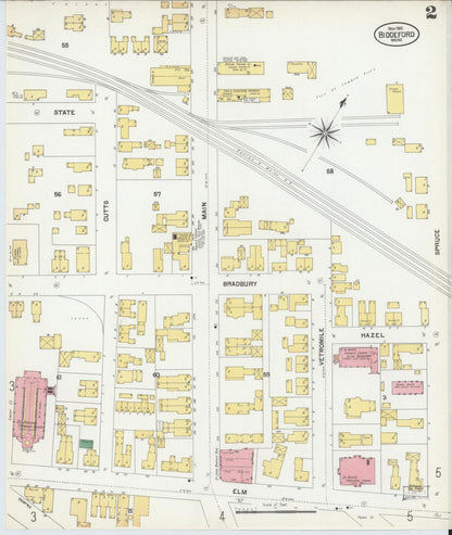 Sanborn Fire Insurance Map from Biddeford, York County, Maine (1901), Sheet #0002 - Complete Map Set gallery image, historic Sanborn map, vintage wall art, Maine Maine