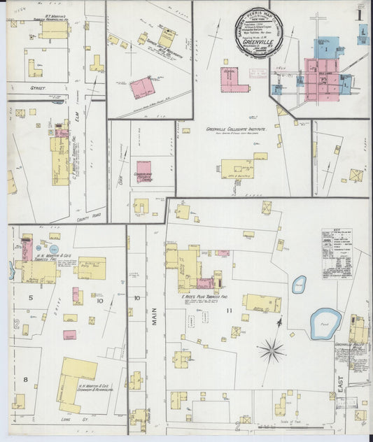 Sanborn Fire Insurance Map from Greenville, Muhlenberg County, Kentucky (1893), Sheet #0001 - Complete Map Set gallery image, historic Sanborn map, vintage wall art, Kentucky Kentucky