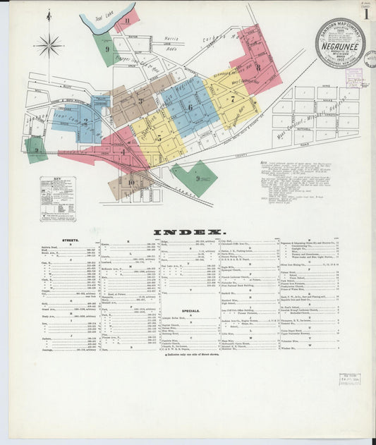 Sanborn Fire Insurance Map from Negaunee, Marquette County, Michigan (1902), Sheet #0001 - Historic Sanborn Fire Insurance Map Print, vintage old map wall art, antique decor, genealogy gift, Michigan Michigan map