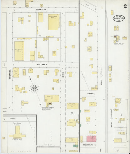 Sanborn Fire Insurance Map from Enfield, Halifax County, North Carolina (1905), Sheet #0002 - Complete Map Set gallery image, historic Sanborn map, vintage wall art, North Carolina North Carolina