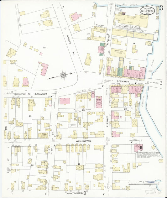 Sanborn Fire Insurance Map from Milford, Kent And Sussex Counties, Delaware (1910), Sheet #0003 - Historic Sanborn Fire Insurance Map Print, vintage old map wall art, antique decor, genealogy gift, Delaware Delaware map