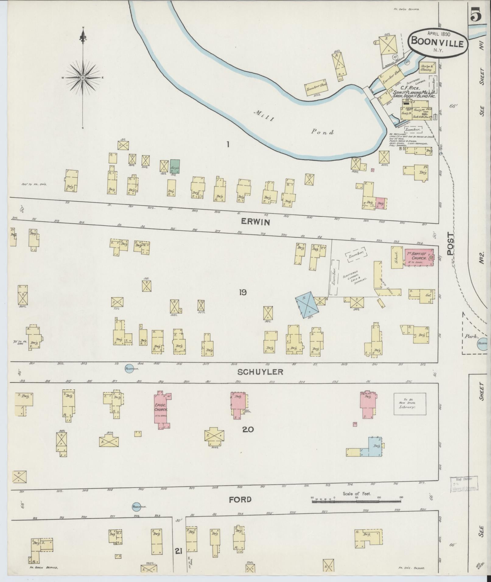 Sanborn Fire Insurance Map from Boonville, Oneida County, New York (1890), Sheet #0005 - Complete Map Set gallery image, historic Sanborn map, vintage wall art, New York New York