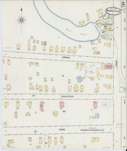 Sanborn Fire Insurance Map from Boonville, Oneida County, New York (1890), Sheet #0005 - Complete Map Set gallery image, historic Sanborn map, vintage wall art, New York New York