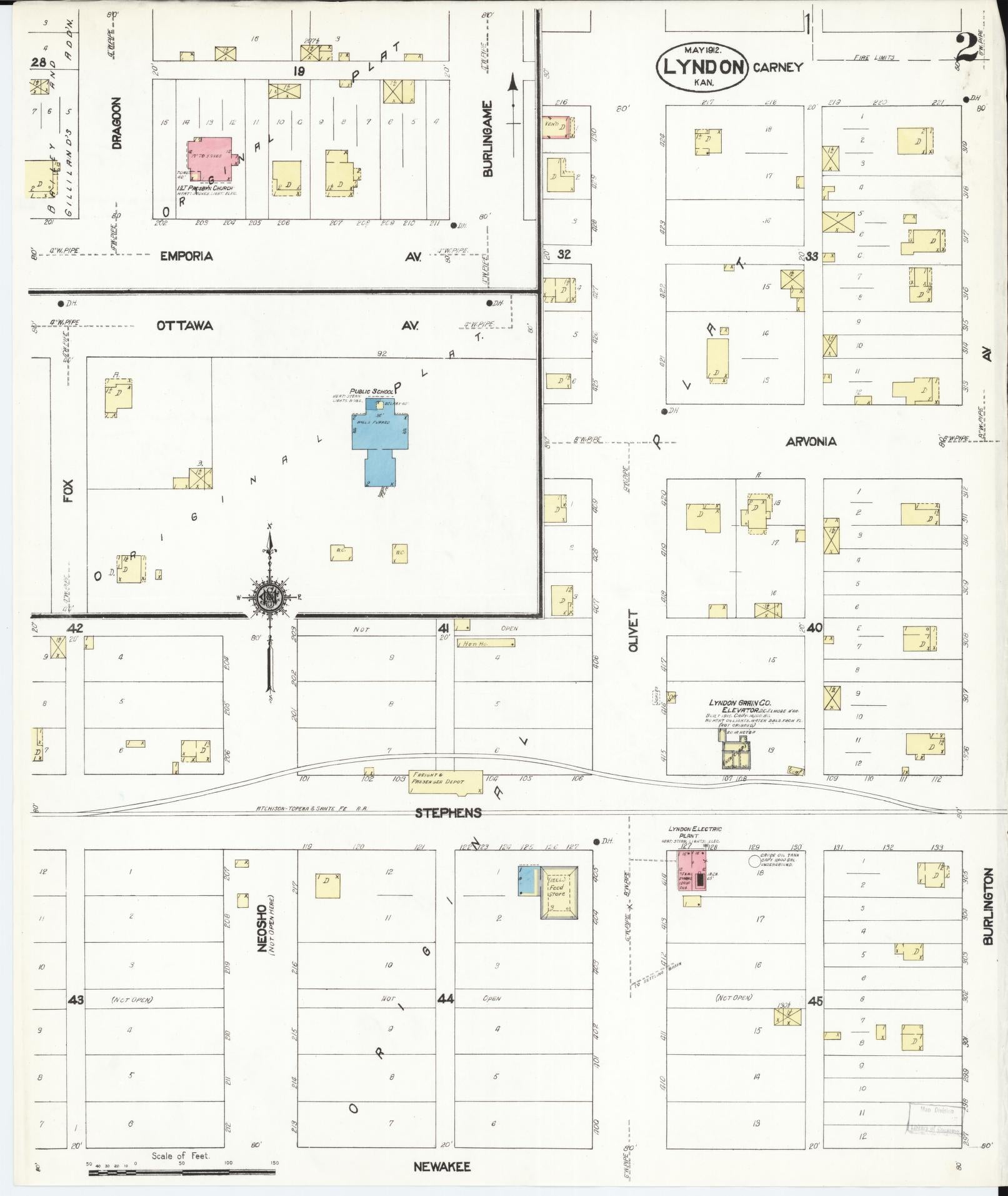 Sanborn Fire Insurance Map from Lyndon, Osage County, Kansas (1912), Sheet #0002 - Complete Map Set gallery image, historic Sanborn map, vintage wall art, Kansas Kansas