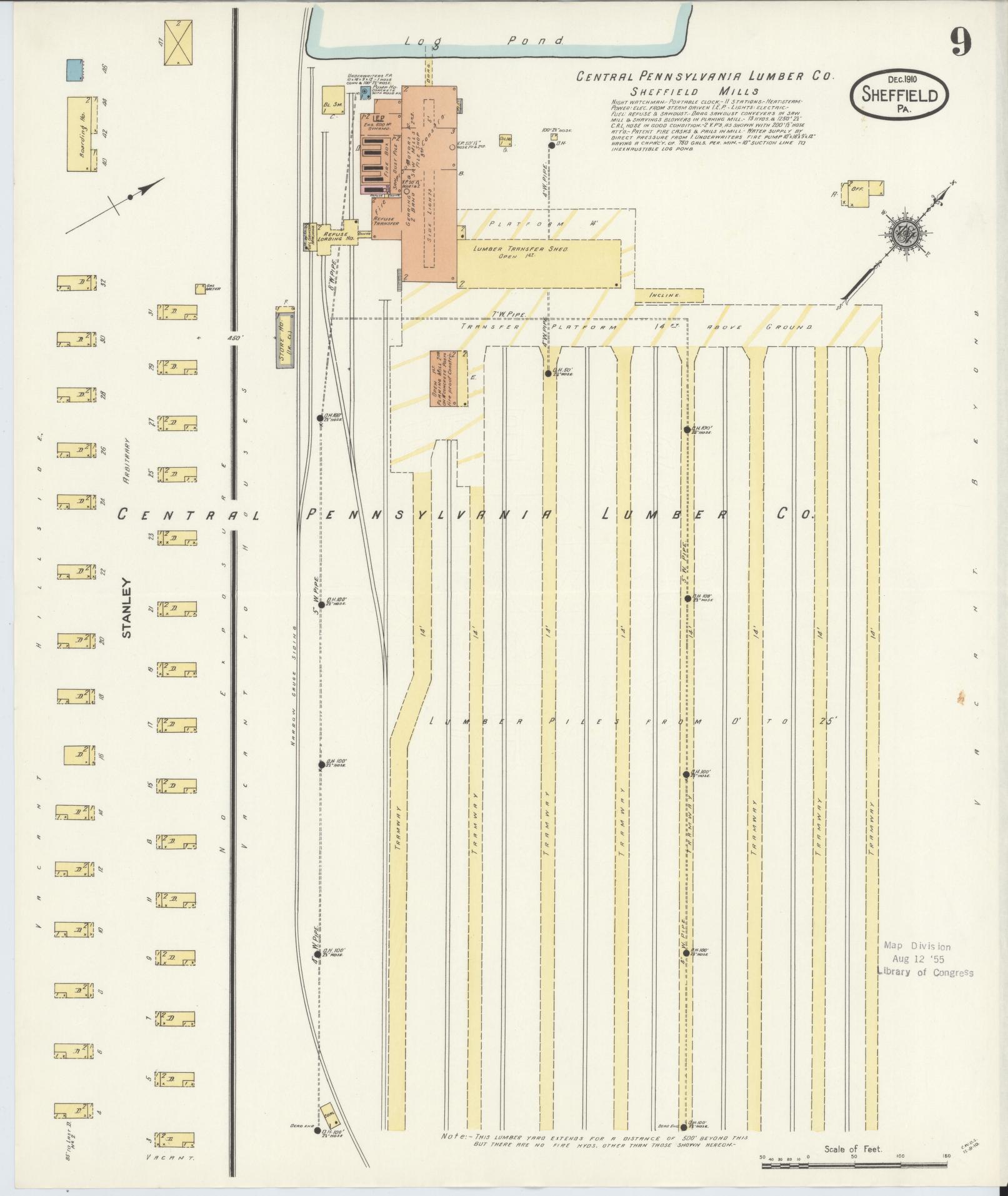 Sanborn Fire Insurance Map from Sheffield, Warren County, Pennsylvania (1910), Sheet #0009 - Complete Map Set gallery image, historic Sanborn map, vintage wall art, Pennsylvania Pennsylvania