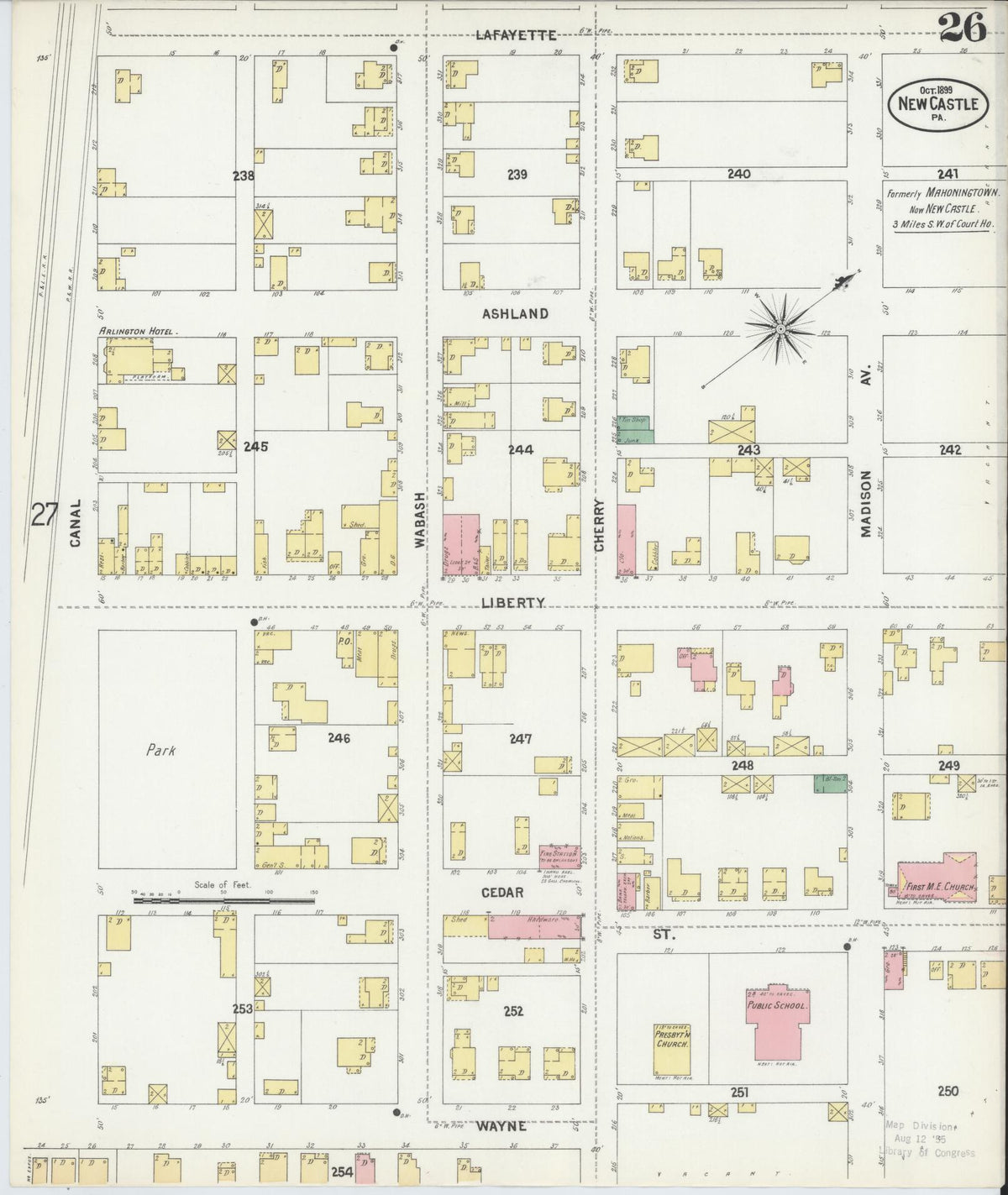 Sanborn Fire Insurance Map from New Castle, Lawrence County, Pennsylvania (1899), Sheet #0026 - Historic Sanborn Fire Insurance Map Print, vintage old map wall art, antique decor, genealogy gift, Pennsylvania Pennsylvania map
