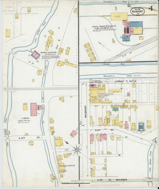 Sanborn Fire Insurance Map from Newport, Perry County, Pennsylvania (1902), Sheet #0004 - Historic Sanborn Fire Insurance Map Print, vintage old map wall art, antique decor, genealogy gift, Pennsylvania Pennsylvania map