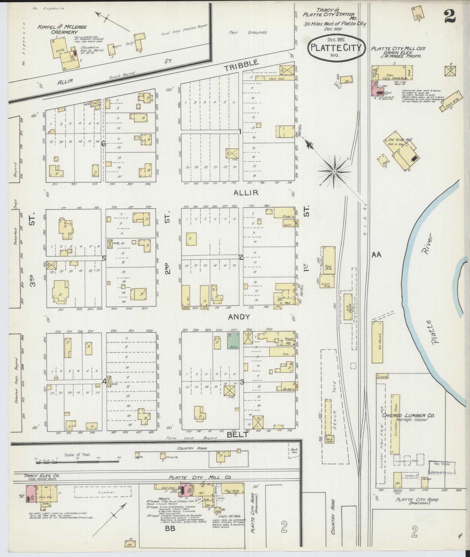 Sanborn Fire Insurance Map from Platte City, Platte County, Missouri (1892), Sheet #0002 - Historic Sanborn Fire Insurance Map Print, vintage old map wall art, antique decor, genealogy gift, Missouri Missouri map