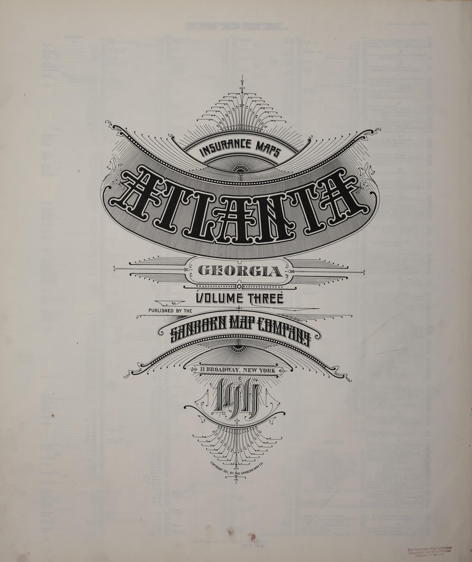 Sanborn Fire Insurance Map from Atlanta, Fulton County, Georgia (1911), Sheet #0001 - Complete Map Set gallery image, historic Sanborn map, vintage wall art, Georgia Georgia