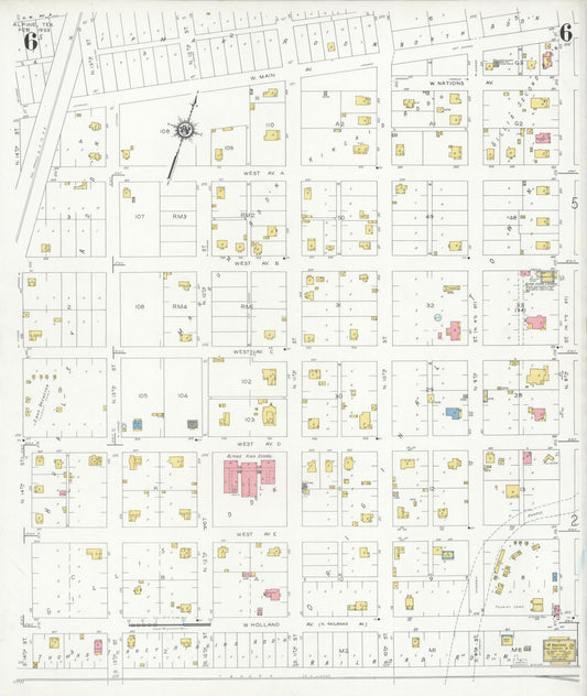 Sanborn Fire Insurance Map from Alpine, Brewster County, Texas (1933), Sheet #0006 - Historic Sanborn Fire Insurance Map Print, vintage old map wall art, antique decor, genealogy gift, Texas Texas map