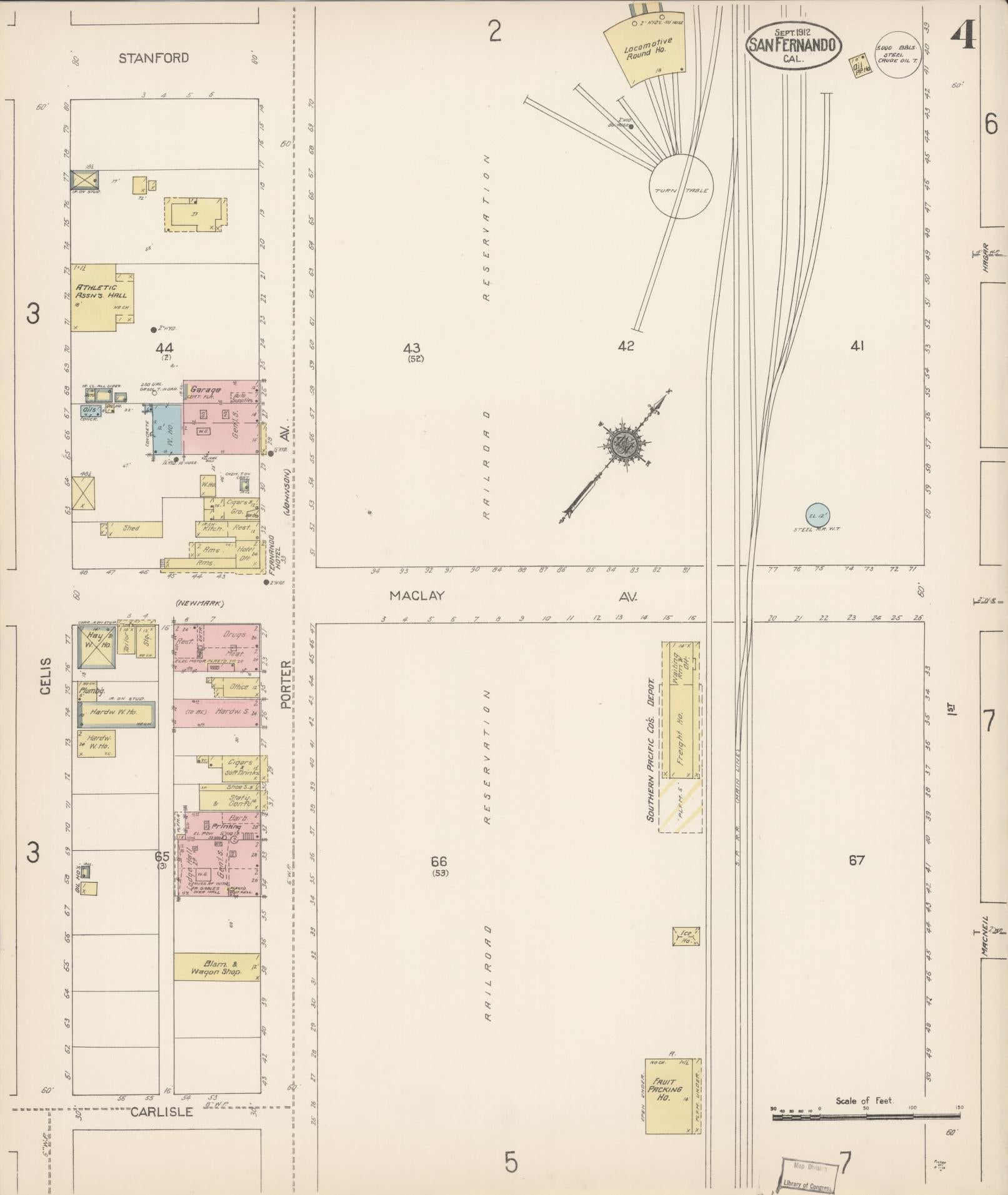 Sanborn Fire Insurance Map from San Fernando, Los Angeles County, California (1912), Sheet #0004 - Complete Map Set gallery image, historic Sanborn map, vintage wall art, California California