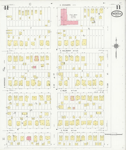 Sanborn Fire Insurance Map from Wewoka, Seminole County, Oklahoma (1930), Sheet #0011 - Complete Map Set gallery image, historic Sanborn map, vintage wall art, Oklahoma Oklahoma