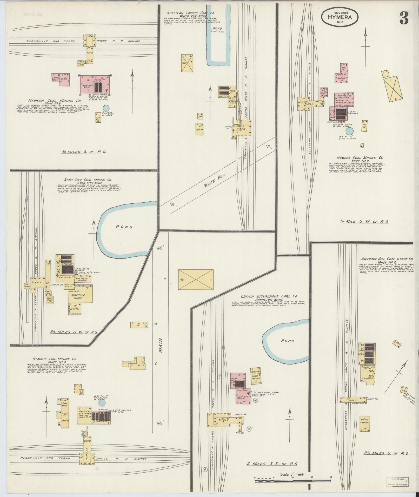 Sanborn Fire Insurance Map from Hymera, Sullivan County, Indiana (1904), Sheet #0003 - Complete Map Set gallery image, historic Sanborn map, vintage wall art, Indiana Indiana