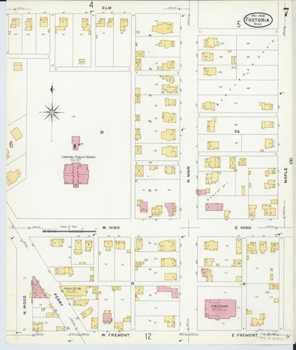 Sanborn Fire Insurance Map from Fostoria, Seneca, Hancock, And Wood Counties, Ohio (1908), Sheet #0007 - Complete Map Set gallery image, historic Sanborn map, vintage wall art, Ohio Ohio