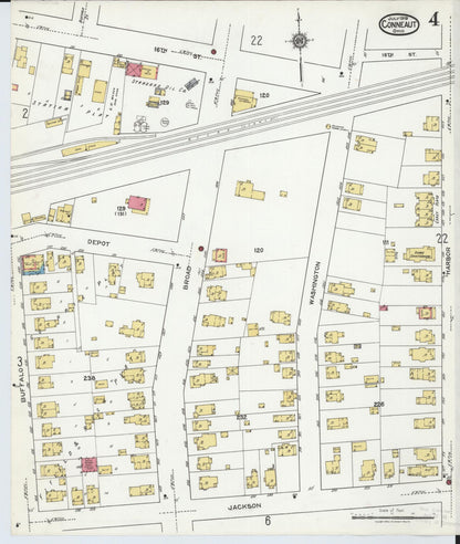 Sanborn Fire Insurance Map from Conneaut, Ashtabula County, Ohio (1919), Sheet #0004 - Historic Sanborn Fire Insurance Map Print, vintage old map wall art, antique decor, genealogy gift, Ohio Ohio map