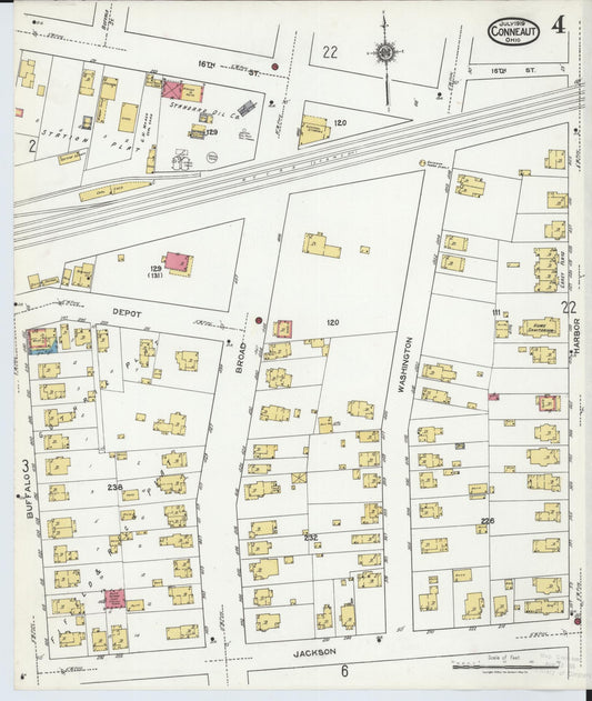 Sanborn Fire Insurance Map from Conneaut, Ashtabula County, Ohio (1919), Sheet #0004 - Historic Sanborn Fire Insurance Map Print, vintage old map wall art, antique decor, genealogy gift, Ohio Ohio map