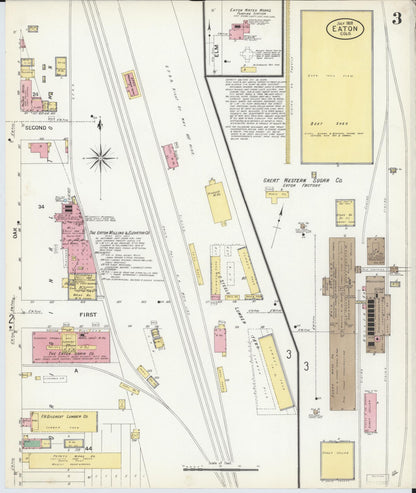 Sanborn Fire Insurance Map from Eaton, Weld County, Colorado (1908), Sheet #0003 - Complete Map Set gallery image, historic Sanborn map, vintage wall art, Colorado Colorado