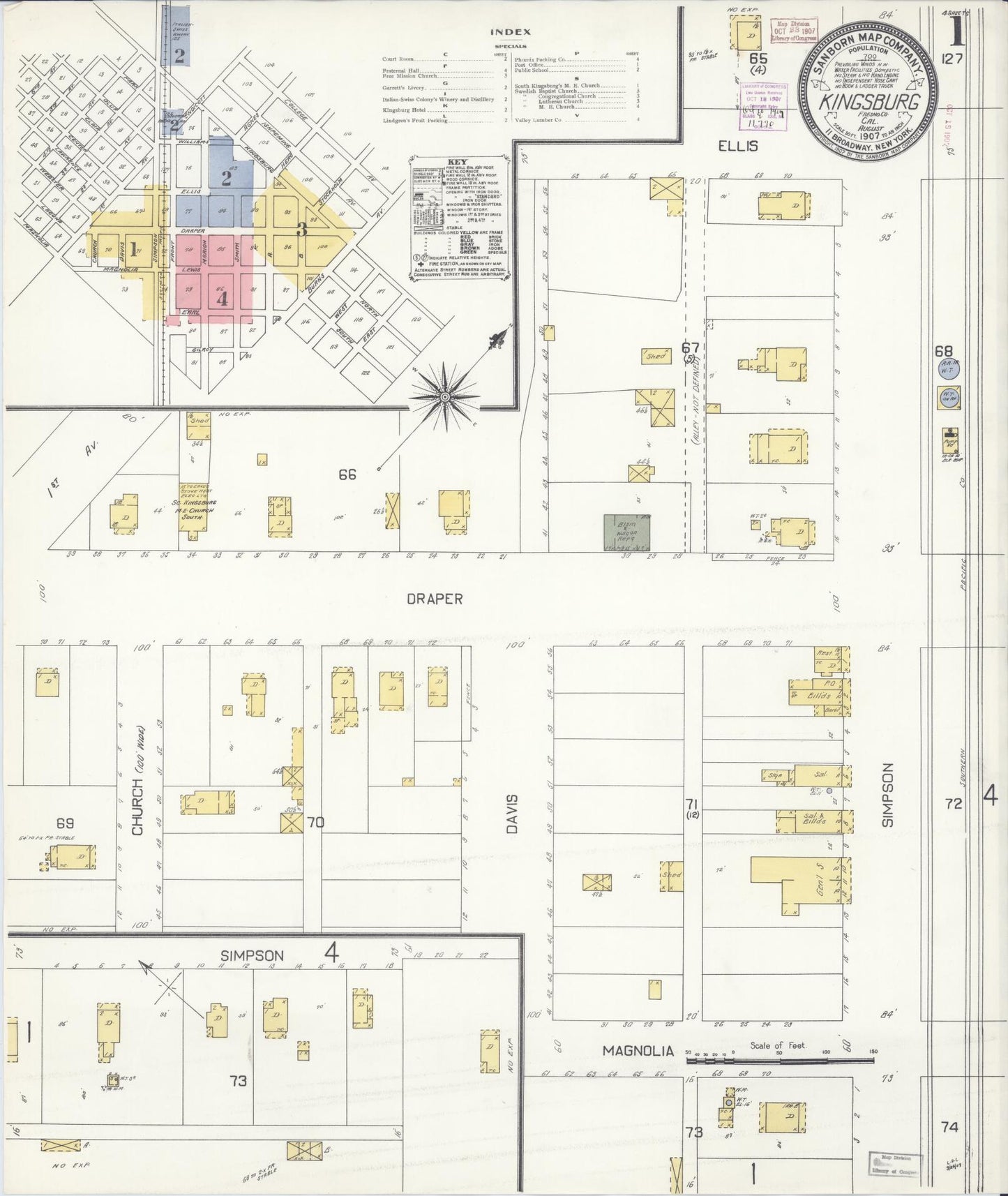 Sanborn Fire Insurance Map from Kingsburg, Fresno County, California. (1907) – Historic Sanborn Fire Insurance Map Print