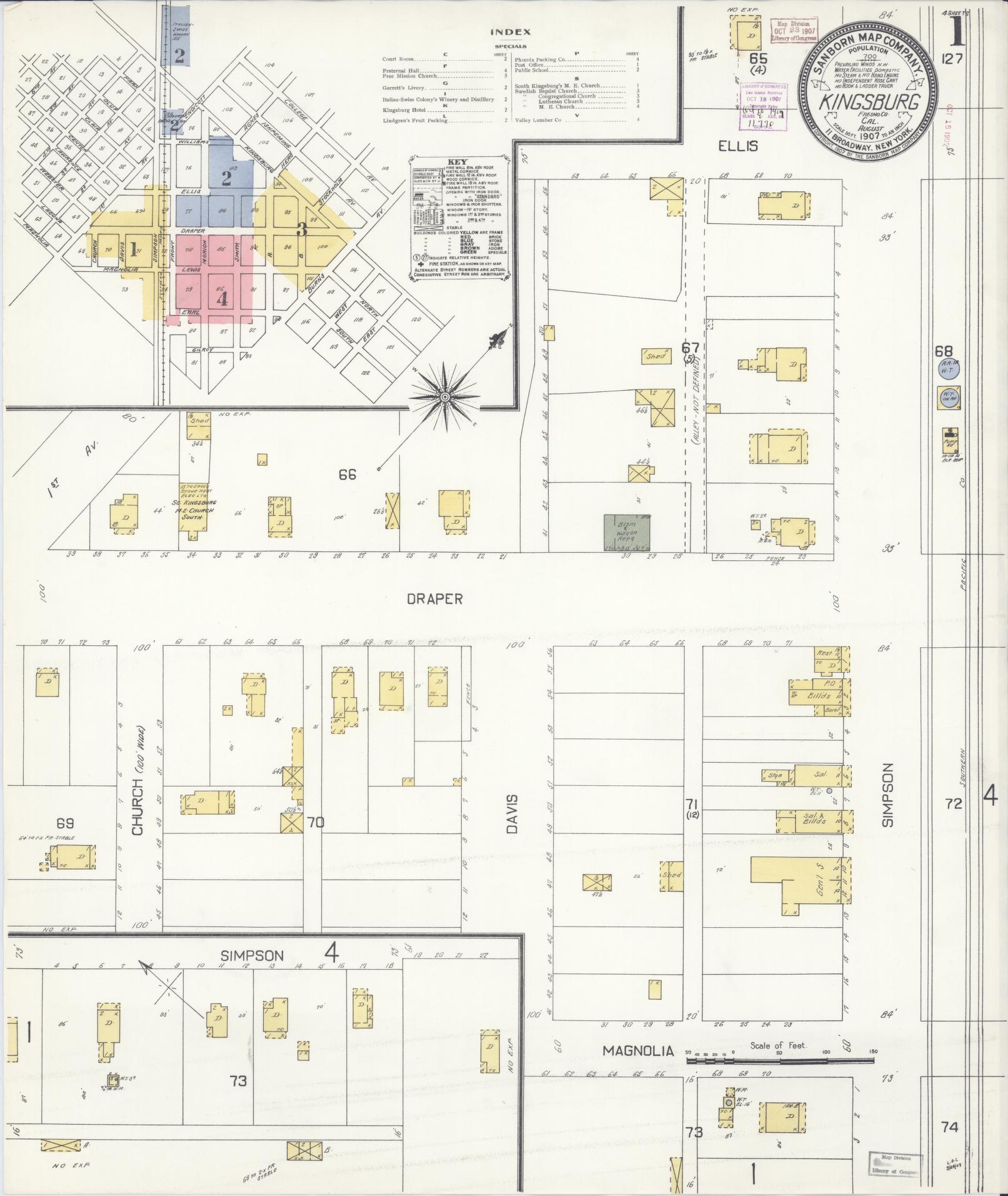 Sanborn Fire Insurance Map from Kingsburg, Fresno County, California. (1907) – Historic Sanborn Fire Insurance Map Print