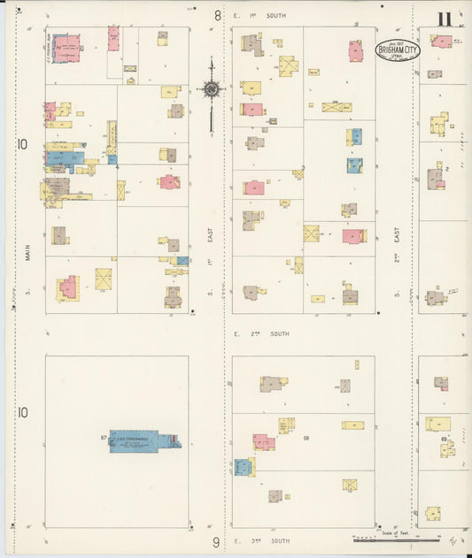 Sanborn Fire Insurance Map from Brigham City, Box Elder County, Utah (1917), Sheet #0011 - Historic Sanborn Fire Insurance Map Print, vintage old map wall art, antique decor, genealogy gift, Utah Utah map