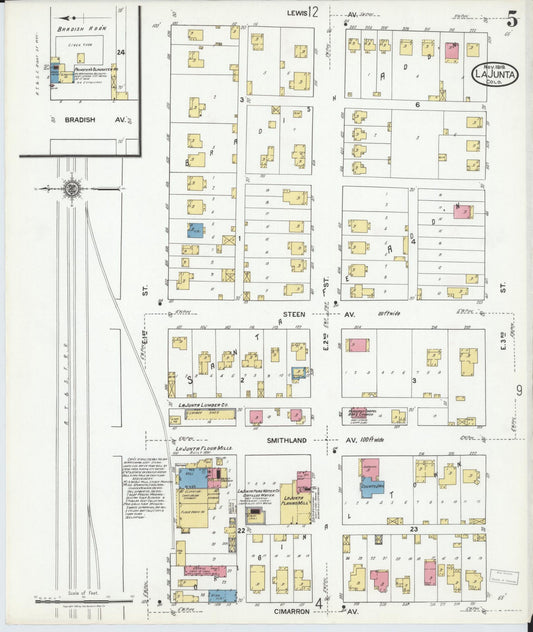 Sanborn Fire Insurance Map from La Junta, Otero County, Colorado (1919), Sheet #0005 - Historic Sanborn Fire Insurance Map Print, vintage old map wall art, antique decor, genealogy gift, Colorado Colorado map