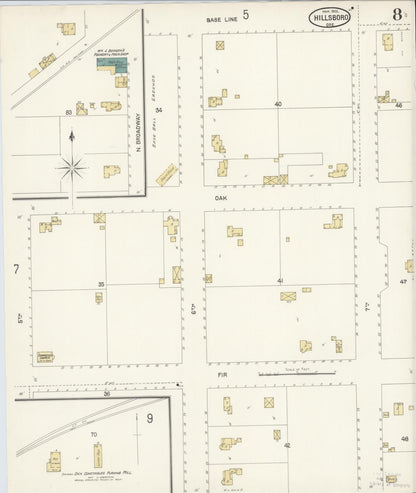 Sanborn Fire Insurance Map from Hillsboro, Washington County, Oregon (1902), Sheet #0008 - Complete Map Set gallery image, historic Sanborn map, vintage wall art, Oregon Oregon