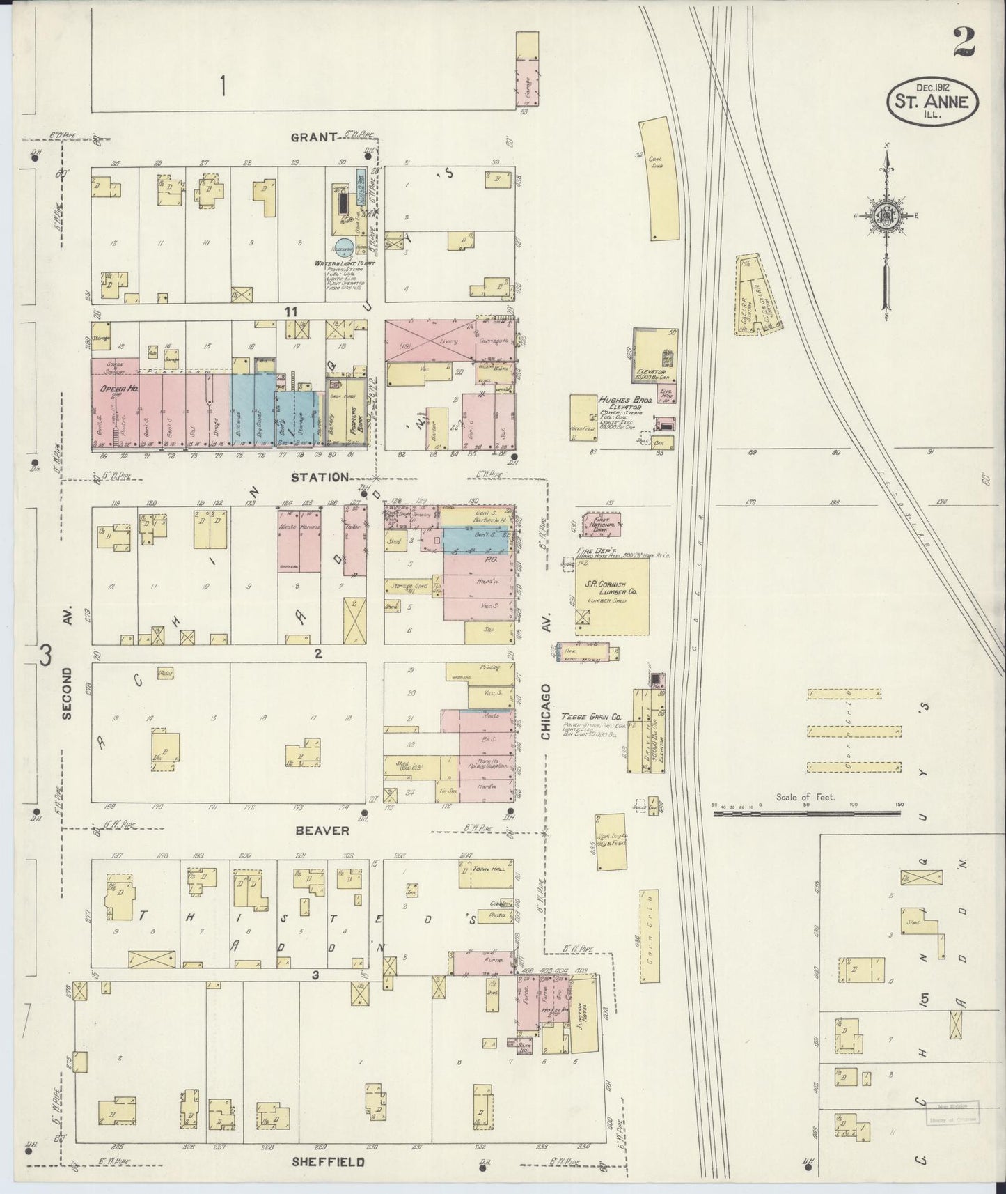 Sanborn Fire Insurance Map from Saint Anne, Kankakee County, Illinois (1912), Sheet #0002 - Complete Map Set gallery image, historic Sanborn map, vintage wall art, Illinois Illinois