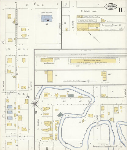 Sanborn Fire Insurance Map from Lewistown, Fergus County, Montana (1908), Sheet #0011 - Complete Map Set gallery image, historic Sanborn map, vintage wall art, Montana Montana