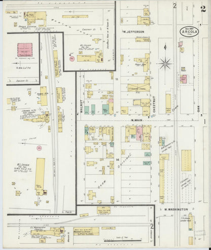 Sanborn Fire Insurance Map from Arcola, Douglas County, Illinois (1897), Sheet #0002 - Complete Map Set gallery image, historic Sanborn map, vintage wall art, Illinois Illinois