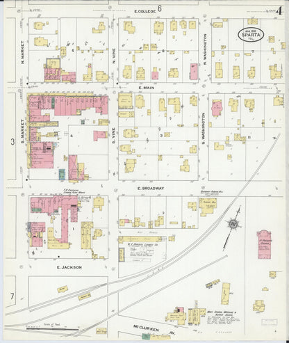 Sanborn Fire Insurance Map from Sparta, Randolph County, Illinois (1910), Sheet #0004 - Complete Map Set gallery image, historic Sanborn map, vintage wall art, Illinois Illinois