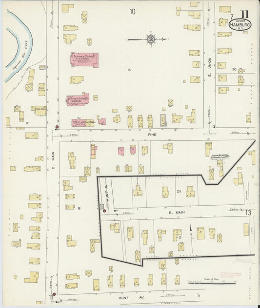 Sanborn Fire Insurance Map from Hamburg, Erie County, New York (1913), Sheet #0011 - Historic Sanborn Fire Insurance Map Print, vintage old map wall art, antique decor, genealogy gift, New York New York map