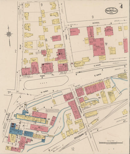 Sanborn Fire Insurance Map from Rockville, Tolland County, Connecticut (1921), Sheet #0004 - Complete Map Set gallery image, historic Sanborn map, vintage wall art, Connecticut Connecticut