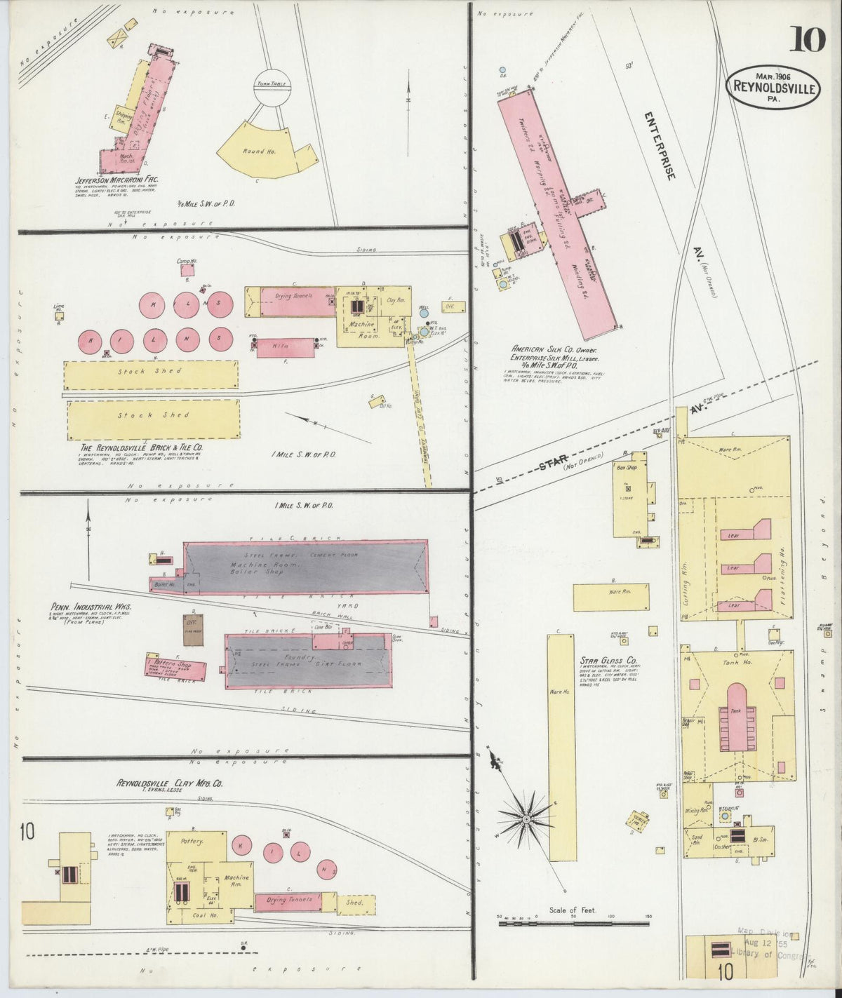Sanborn Fire Insurance Map from Reynoldsville, Jefferson County, Pennsylvania (1906), Sheet #0010 - Historic Sanborn Fire Insurance Map Print, vintage old map wall art, antique decor, genealogy gift, Pennsylvania Pennsylvania map