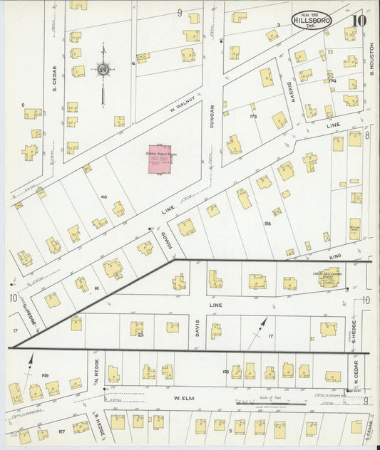 Sanborn Fire Insurance Map from Hillsboro, Hill County, Texas (1918), Sheet #0010 - Historic Sanborn Fire Insurance Map Print, vintage old map wall art, antique decor, genealogy gift, Texas Texas map