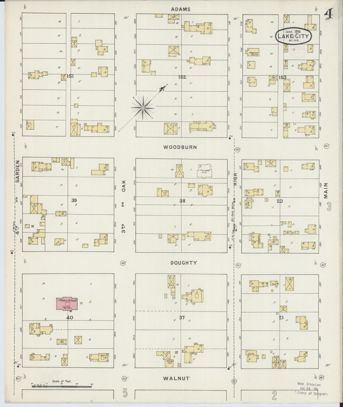 Sanborn Fire Insurance Map from Lake City, Wabasha County, Minnesota (1894), Sheet #0004 - Historic Sanborn Fire Insurance Map Print, vintage old map wall art, antique decor, genealogy gift, Minnesota Minnesota map