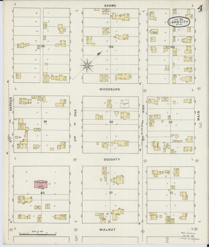 Sanborn Fire Insurance Map from Lake City, Wabasha County, Minnesota (1894), Sheet #0004 - Historic Sanborn Fire Insurance Map Print, vintage old map wall art, antique decor, genealogy gift, Minnesota Minnesota map