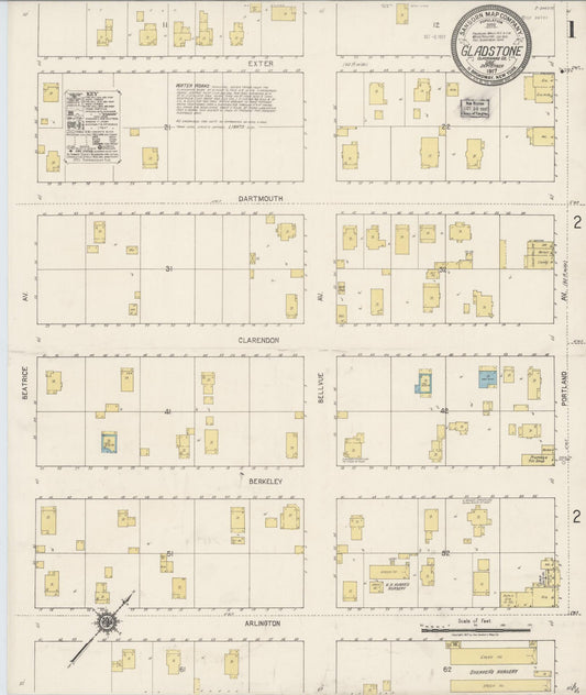 Sanborn Fire Insurance Map from Gladstone, Clackamas County, Oregon (1917), Sheet #0001 - Complete Map Set gallery image, historic Sanborn map, vintage wall art, Oregon Oregon