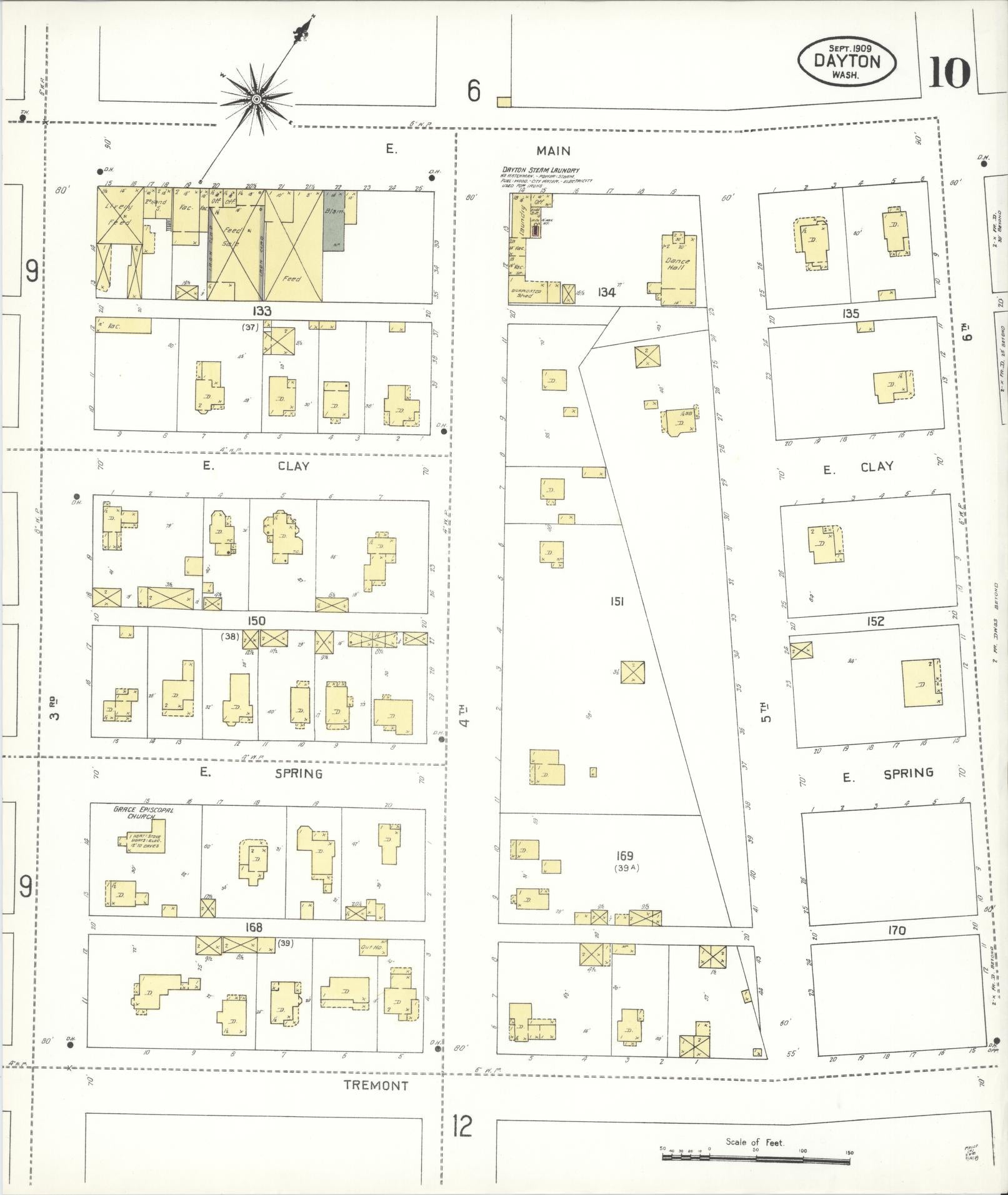 Sanborn Fire Insurance Map from Dayton, Columbia County, Washington (1909), Sheet #0010 - Complete Map Set gallery image, historic Sanborn map, vintage wall art, Washington Washington