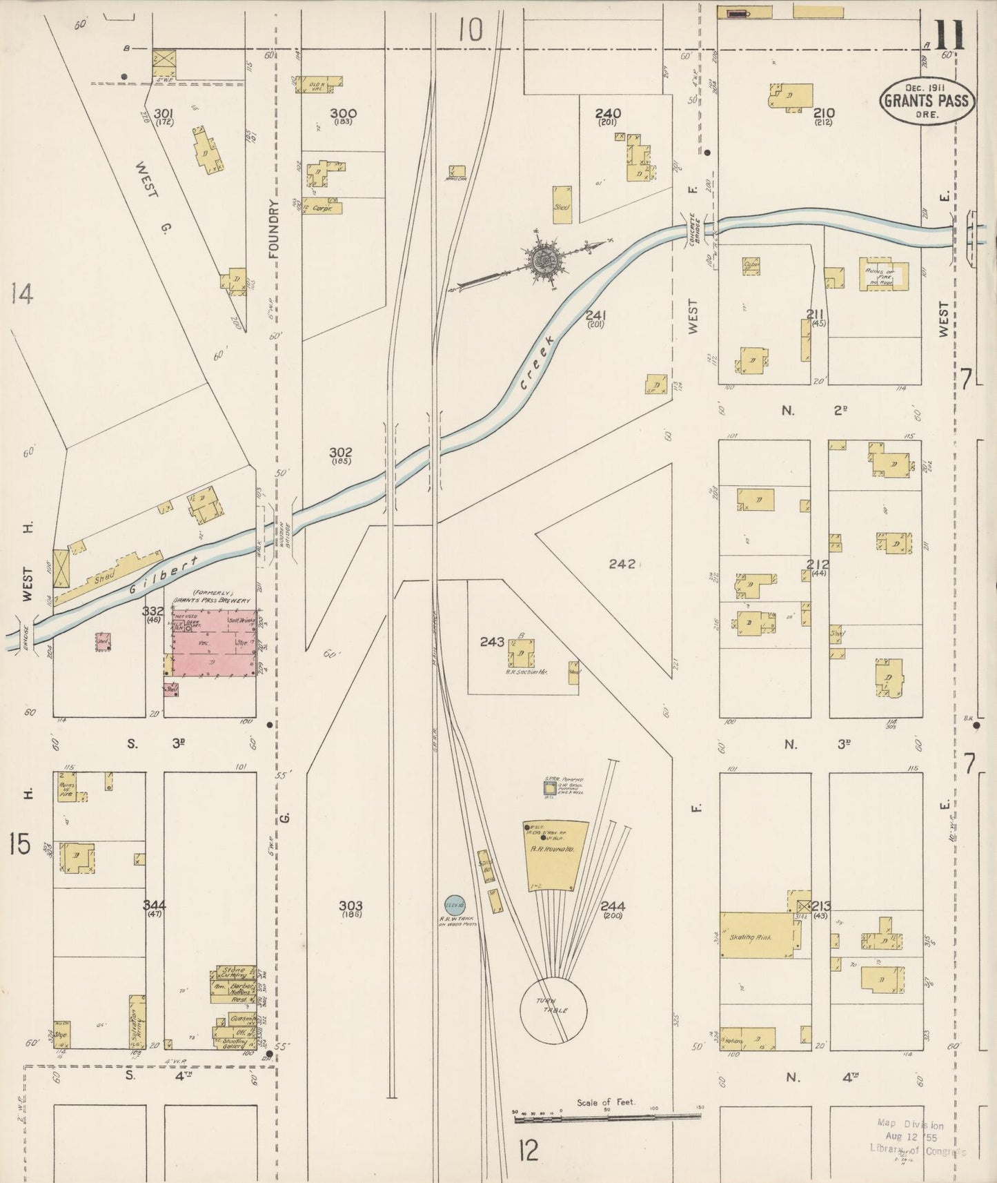 Sanborn Fire Insurance Map from Grants Pass, Josephine County, Oregon (1911), Sheet #0011 - Historic Sanborn Fire Insurance Map Print, vintage old map wall art, antique decor, genealogy gift, Oregon Oregon map
