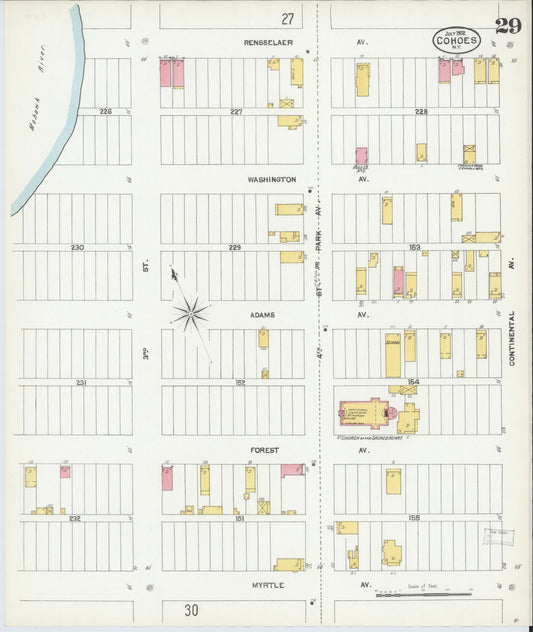 Sanborn Fire Insurance Map from Cohoes, Albany County, New York (1902), Sheet #0029 - Historic Sanborn Fire Insurance Map Print, vintage old map wall art, antique decor, genealogy gift, New York New York map