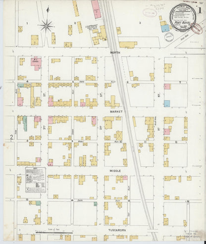 Sanborn Fire Insurance Map from Port Royal, Juniata County, Pennsylvania (1899), Sheet #0001 - Historic Sanborn Fire Insurance Map Print, vintage old map wall art, antique decor, genealogy gift, Pennsylvania Pennsylvania map