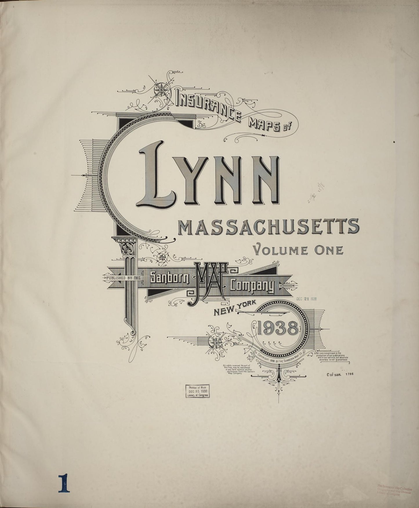 Sanborn Fire Insurance Map from Lynn, Essex County, Massachusetts (1938), Sheet #0001 - Complete Map Set gallery image, historic Sanborn map, vintage wall art, Massachusetts Massachusetts
