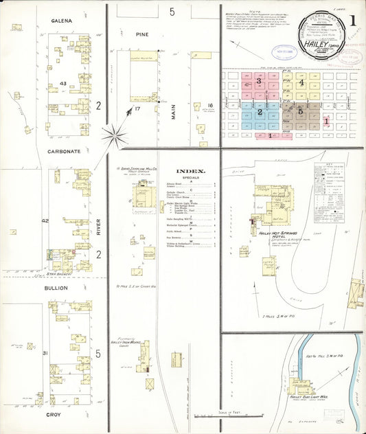 Sanborn Fire Insurance Map from Hailey, Blaine County, Idaho (1897), Sheet #0001 - Historic Sanborn Fire Insurance Map Print, vintage old map wall art, antique decor, genealogy gift, Idaho Idaho map
