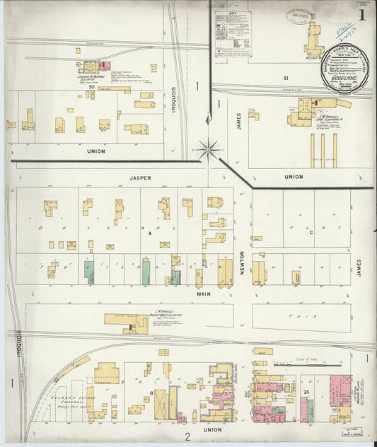 Sanborn Fire Insurance Map from Goodland, Newton County, Indiana (1899), Sheet #0001 - Complete Map Set gallery image, historic Sanborn map, vintage wall art, Indiana Indiana