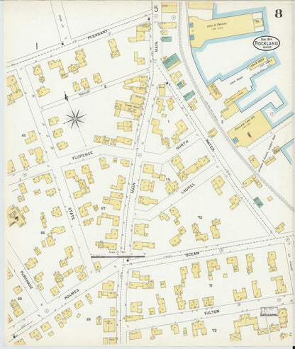 Sanborn Fire Insurance Map from Rockland, Knox County, Maine (1904), Sheet #0008 - Complete Map Set gallery image, historic Sanborn map, vintage wall art, Maine Maine