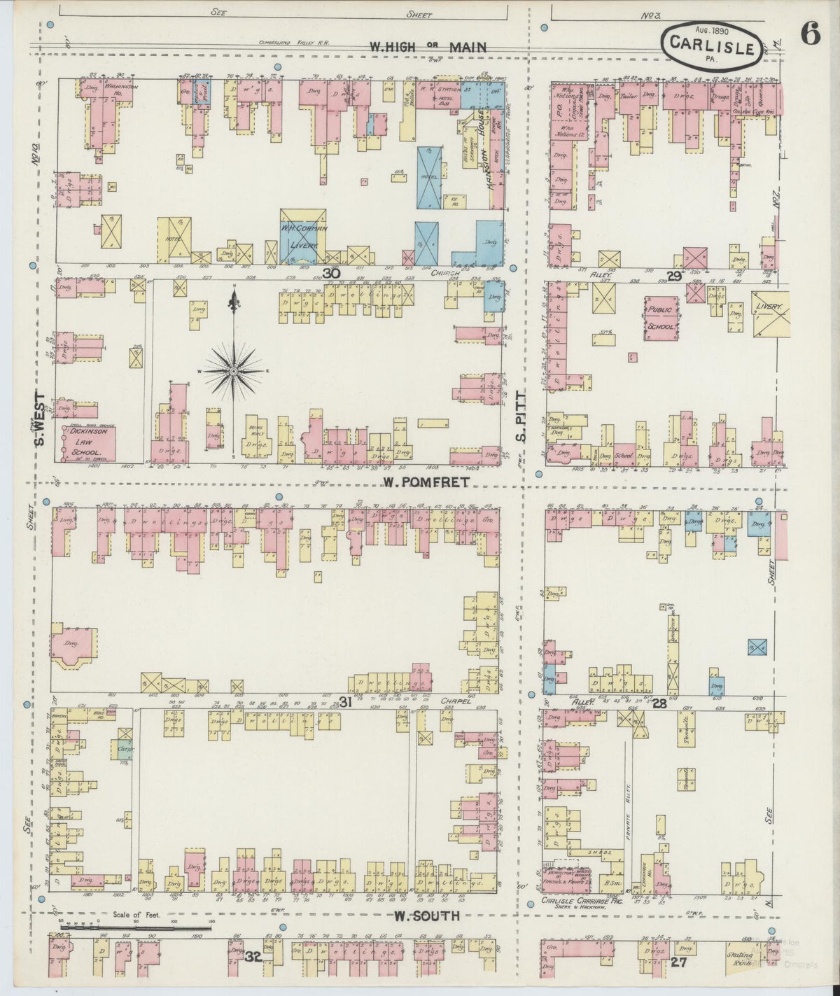Sanborn Fire Insurance Map from Carlisle, Cumberland County, Pennsylvania (1890), Sheet #0006 - Complete Map Set gallery image, historic Sanborn map, vintage wall art, Pennsylvania Pennsylvania