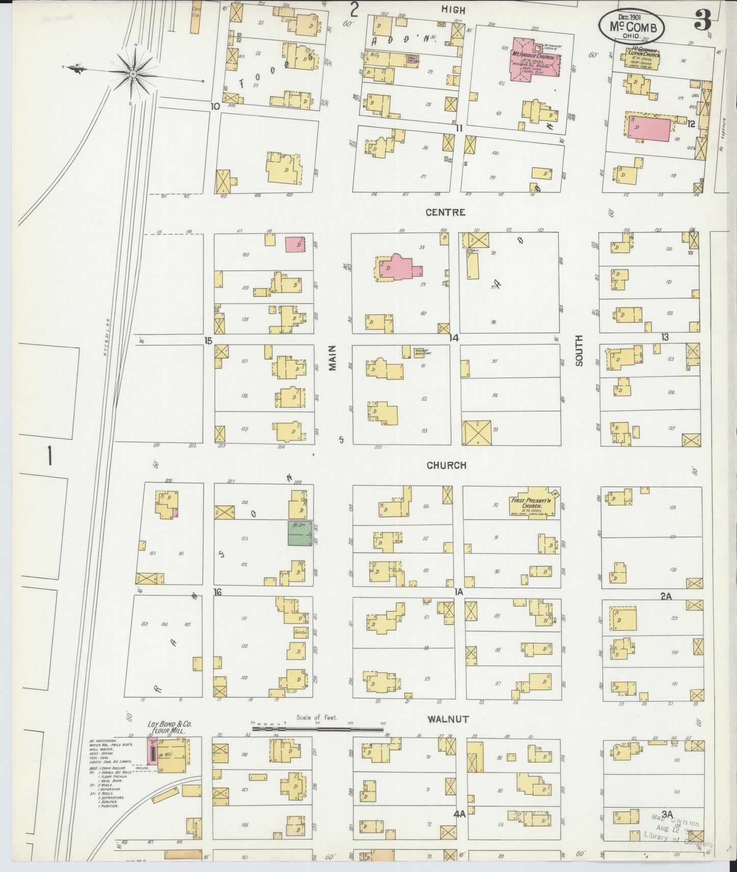 Sanborn Fire Insurance Map from McComb, Hancock County, Ohio (1901), Sheet #0003 - Complete Map Set gallery image, historic Sanborn map, vintage wall art, Ohio Ohio
